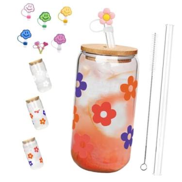 Imagem de SNCIDSGE Copo de Natal que muda de cor, tampa à prova de vazamento de bambu e canudo de aço, caneca de viagem reutilizável para café gelado, smoothie, coquetel, copo de presente de decoração de festa