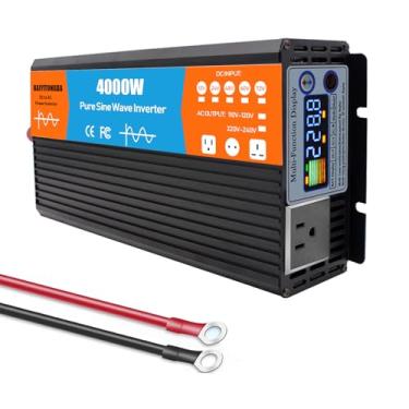 Imagem de Inversor de onda senoidal pura de 4000W, conversor de CC 12 V/24 V/48 V/60 V/72 V para CA 120 V/240 V, inversor de energia para RV, caminhão, energia solar, residência,24V to 220V 50Hz