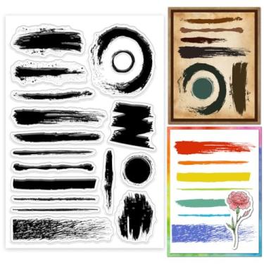 Imagem de 1 folha de carimbos transparentes de plástico PVC, estampa de listras, carimbo de borracha transparente de silicone para álbum de fotos faça você mesmo, 16 x 11 x 0,3 cm