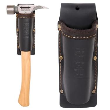 Imagem de FESA Suporte de cinto de martelo de couro – Manga de martelo sem batidas com rebites reforçados e costura de nylon – Couro de grão superior pesado – Serve em qualquer cinto, 2 maneiras de prender