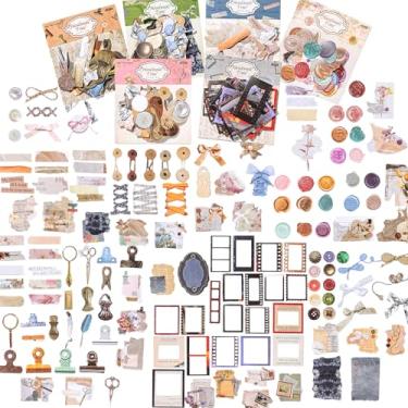 Imagem de 300 peças de adesivos estéticos vintage para adultos, pacote de 6 adesivos fofos com textura de linho para scrapbooking, suprimentos de diário de lixo, confecção de cartões e diário de bala