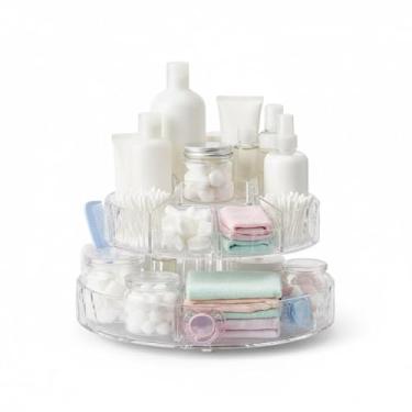 Imagem de Organizador de Quarto de Bebê Ajustável Giratório 360° Multiuso em Acrílico, Transparente, para Maquiagem, Especiarias, Escritório, Armário,Prateleira,Costura,Artesanato