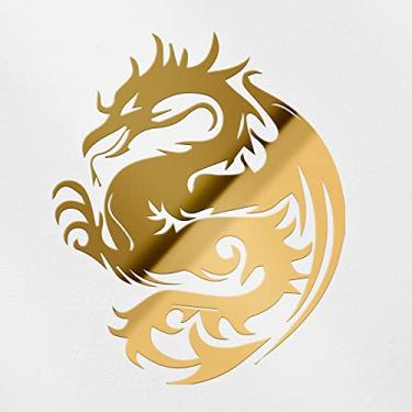 Imagem de Adesivos de decalque transparente de silhueta de dragão 5 (ouro metálico) adesivos de decalque de vinil premium à prova d'água para laptop acessório de telefone capacete janela de carro caneca copo tubérculo porta parede de andstic085221GO040522