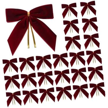 Imagem de shamjina 24 Laços de Natal, Artigos para Festas, Decoração de Fundo, Guirlanda, Enfeite para Vitrine de Loja, Bar ou Shopping, Vermelho