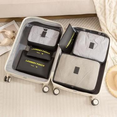 Imagem de Bolsa organizadora aprimorada de 6 peças para acessórios de viagem - perfeita para armazenamento de roupas de treino e viagem - preta
