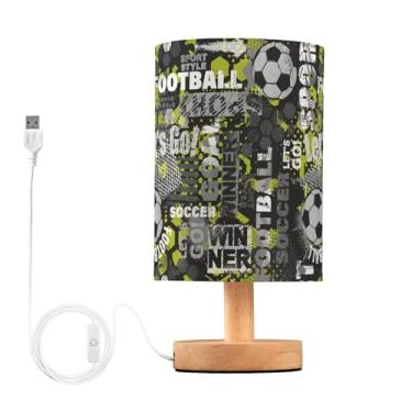 Imagem de Lâmpadas noturnas abstratas de bola de futebol para quarto, abajur de linho para mesa de escritório, reforma da casa
