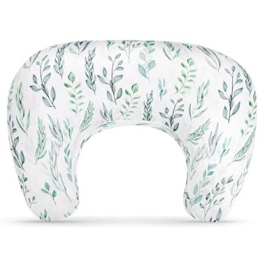 Imagem de DILIMI Capa de almofada de amamentação, capa de amamentação macia e elástica para travesseiro de amamentação, tira removível para bebês meninos e meninas, capa apenas folha verde