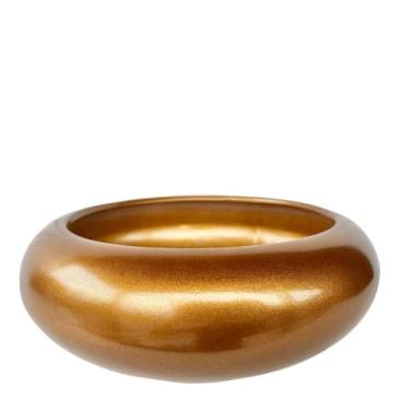 Imagem de Vaso cachepot dourado bacia enfeite de mesa orquídea de cerâmica