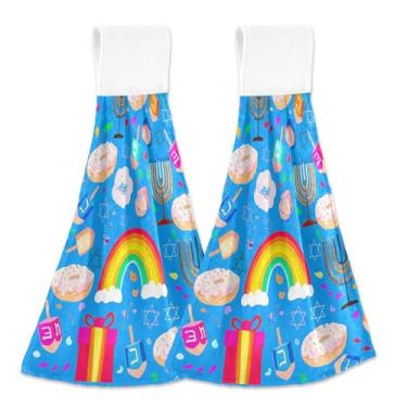 Imagem de Symbols Toalhas de mão personalizadas azuis de primavera com laço para pendurar toalhas de dedo de forno toalhas de cozinha macias absorventes outono bonito conjunto de 2, 18,2 x 14 polegadas