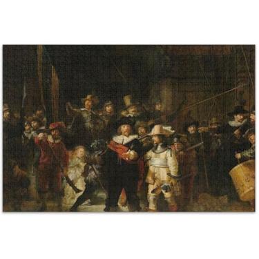 Imagem de Rembrandt Print Night Watch Quebra-cabeça adulto 500 peças família elefante branco presentes divertido brinquedo adulto paisagem arte decoração, 50 x 35 centímetros