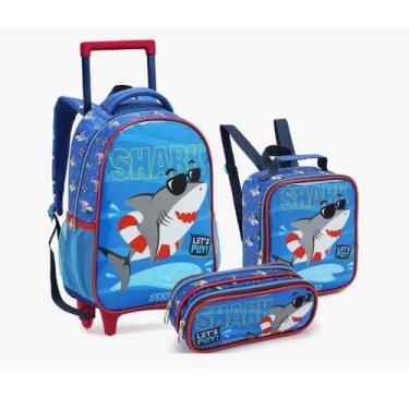 Imagem de Kit mochila escolar do tubarão e dino masculino infantil - SEANITE, tu