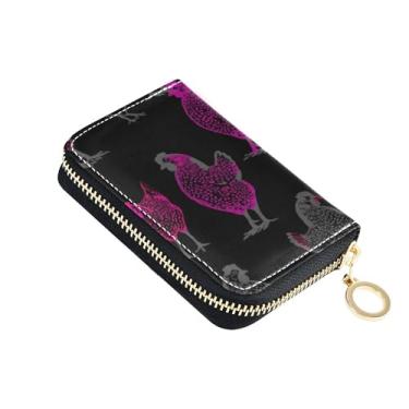 Imagem de Carteiras femininas pretas fofas de couro com bloqueio de RFID para cartões de crédito, linda bolsa feminina com zíper e chaveiro