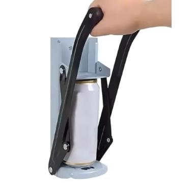 Imagem de Amassador de Latas de Parede, Preto e Cinza, Aço com Cabo Anatômico, até 500ml, Reduz 80% do Tamanho, com Abridor de Garrafas