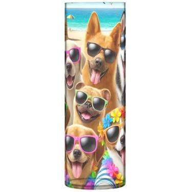 Imagem de Gatos fofos, animais engraçados, vaso cilíndrico para flores, vasos e plantadores de plástico decorativos, decoração de mesa de centro personalizada, 30 cm x 9,9 cm