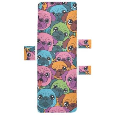 Imagem de Capas coloridas de cabeça de cachorro para espreguiçadeira toalha de cadeira toalhas de praia de piscina com bolsos espreguiçadeira costeira 215 x 76 cm