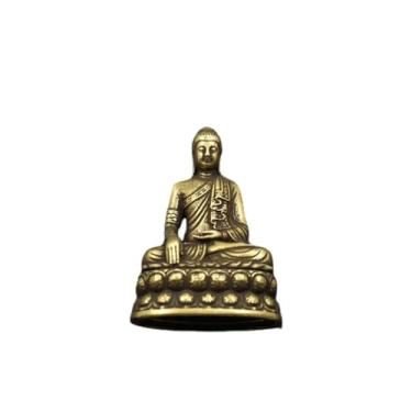 Imagem de FENNYYAR Ornamento de estátua de Buda Shakyamuni de cobre puro, 4,4 cm 4,6 cm, mini escultura budista de decoração