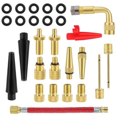 Imagem de Conjunto adaptador de válvula de bicicleta de 27 peças, adaptador de inflador de pneu de bicicleta de latão acessórios de inflação para bicicletas esportivas bola dispositivo inflável para Presta