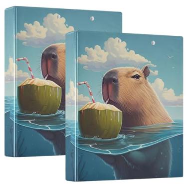 Imagem de Fichários personalizados Capivara Blue Sky com 3 anéis de 3 cm para guardar 200 folhas, caderno, fichário de receitas, 31,5 x 27 x 6 cm, 1 pacote