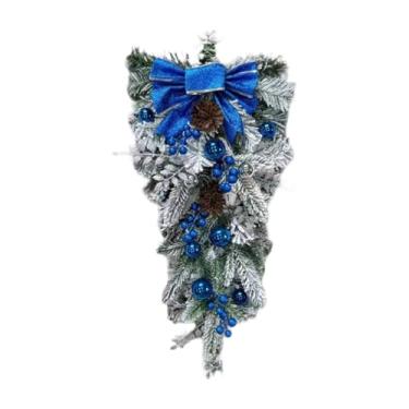 Imagem de Sclmgo Guirlanda de Natal Nevosa para Porta de Entrada, Enfeite Decorativo para Pendurar Na Janela, Festa de Fim de Ano, Escritório, Decoração de Natal, Azul
