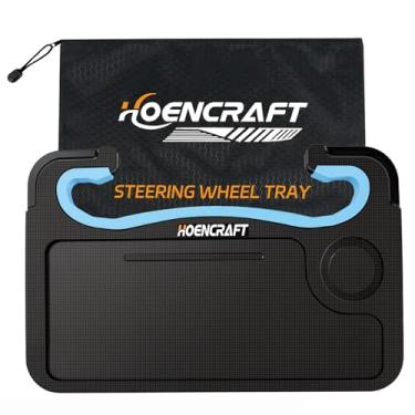 Imagem de HOENCRAFT Mesa de volante de carro 2 em 1 - Bandeja para suporte de laptop com suporte de caneta, bandeja de comida de carro com anel de silicone antiderrapante para comer e trabalhar - Bolsa portátil