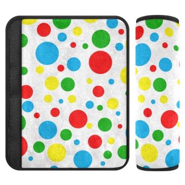 Imagem de Joitme Capas de cinto de segurança de flanela macias coloridas de bolinhas para carros para mulheres - Almofadas acolchoadas para carros, bolsas de câmera e mochilas