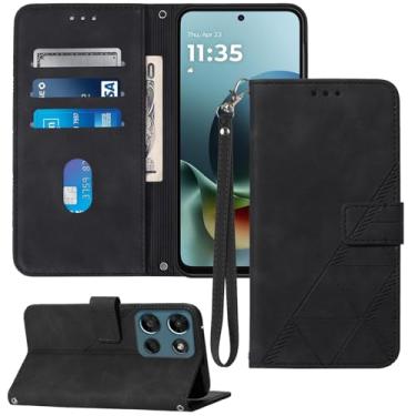 Imagem de Moment Dextrad Capa carteira para Moto G Play 2026, compartimentos para cartão, alça de pulso, proteção interna de telefone TPU, capa flip de couro PU para Moto G Play - 2026 (preto)