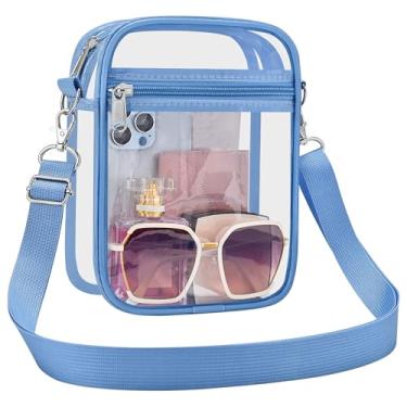 Imagem de UEASE Bolsa transparente aprovada pelo estádio para mulheres, bolsa transversal transparente para eventos em estádios, shows, festivais, Azul-celeste, Large
