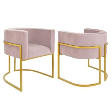 Imagem de Kit 2 Poltronas para Recepção - Conjunto Decorativo para Clínica, Consultório e Sala de Espera, Confortável e Moderno(rose.,cobre)