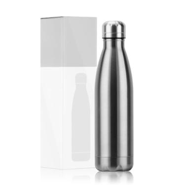 Imagem de Garrafa Térmica Inox 500ml Aço Inoxidável 304 - Para Academia, Esportes e Viagem, Mantém Bebida Gelada 24h(prateado)
