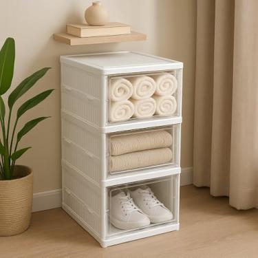 Imagem de Armário Dobrável Multiuso Branco | Organizador Portátil, Guarda-Roupas, Estante Dobrável para Casa, Lavanderia e Escritório