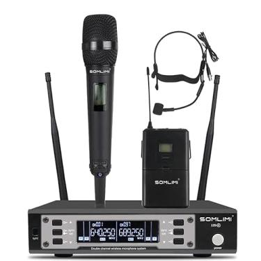 Imagem de SOMLIMI original EW135G4 Sem Fio Microfone Profissional para Cantares Performances dePalco Karaoke Conferenciada lgreja Palestr (135-Black and WH30 headset)