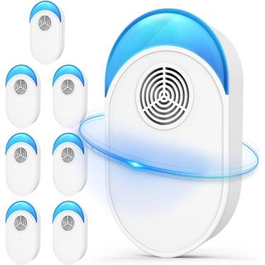 Imagem de Repelente ultrassônico atualizado 2024, 8 pacotes, ultrassônico interno e repelente para baratas, roedores, ratos, insetos, formigas, mosquitos, ratos, aranha, plugue eletrônico de controle de pragas