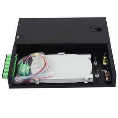 Imagem de Xunsomten -6 Caixa De Gabinete Montagem Em Rack Sc-Apc 6 Portas Monomodo E Bandejas Emenda, Kit Cabos Fibra (Inclui Acopladores Pigtail)