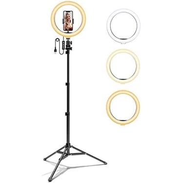 Imagem de Luz De Anel De Selfie De 12 Polegadas Com Suporte De Tripé E Suporte De Telefone Celular, Luz De Anel De LED Regulável 3 Modos De Luz 10 Níveis De Brilho Para Vídeo Do YouTube, Tiktok, Transmissão