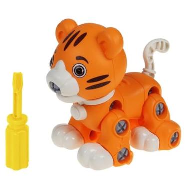 Imagem de Jungle Toys Brinquedos de Animais Selvagens Desmontáveis, Kit de Montagem com 6 Animais, Ferramentas Incluídas, para Crianças (Gato - Laranja)