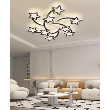 Imagem de Luminárias de teto LED modernas para quartos, lustre de teto preto com intensidade regulável e controle remoto, luminárias de embutir brancas, próximas ao teto, para estudos e escritórios (p