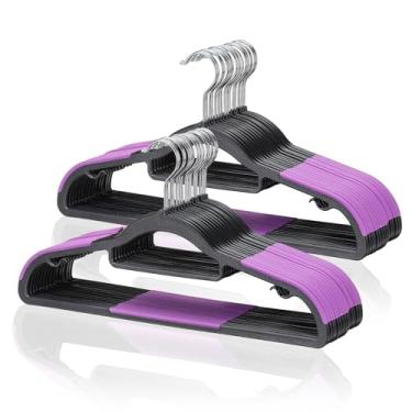 Imagem de Tonswachic Pacote com 30 cabides, cabides de plástico que economizam espaço, antiderrapantes, finos de 0,5 polegadas, gancho prata giratório de 360° para camisas, calças, terno e roupas molhadas/secas