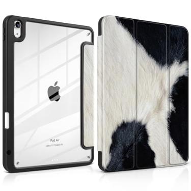 Imagem de TWOLSKOO Capa para iPad Air de 11 polegadas (M3 2025 / M2 2024), parte traseira de acrílico transparente com amortecedor de TPU, suporte de lápis, suporte de três dobras, hibernar/despertar automático