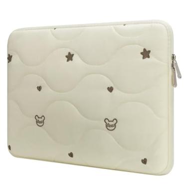 Imagem de Songbala Capa protetora para laptop de 13 e 14 polegadas compatível com MacBook Air, MacBook Pro 13 de 14 polegadas, à prova de choque, acolchoada para laptop, bege