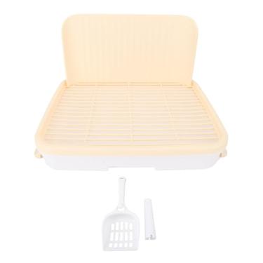 Imagem de Bandeja sanitária para treinamento de cães, tamanho grande, estrutura estável à prova de vazamento, penico interno para cães médios e grandes, plástico 47x37x8cm (Bege)