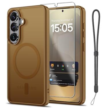 Imagem de Janmitta Capa magnética para Samsung Galaxy S26, com protetor de tela, compatível com MagSafe, proteção contra quedas de grau militar, capa de telefone fosca translúcida fina à prova de choque, marrom