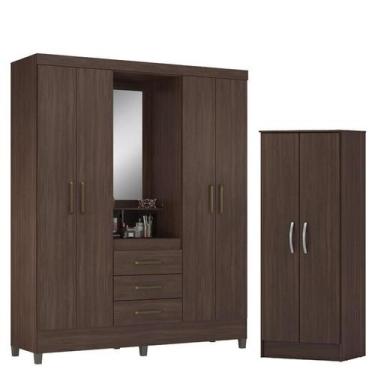 Imagem de Guarda Roupa Casal Capelinha Pérsia com Multiuso Viena Café - Demóbile