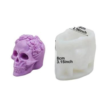 Imagem de Molde De Silicone Para Vela De Halloween Com Caveira Rosa Fantasma DIY