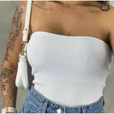 Imagem de Body sem alça decote reto Verão 2024 blusa feminina Anarruga liso - St