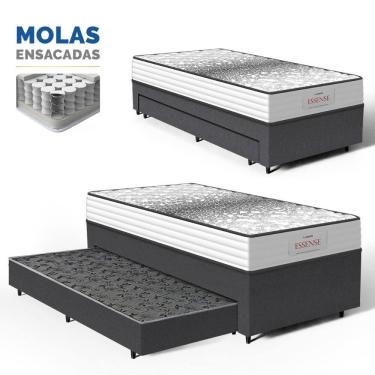 Imagem de Cama Box com Colchão de Molas Ensacadas Double Face Essence Probel + Auxiliar de Molas Unique Solteiro 88cm