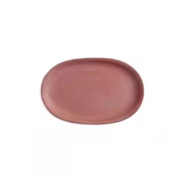 Imagem de Pires de plantas Prato elíptico para plantas de argila e areia roxa, bandejas gotejamento para jardinagem doméstica 5,9 polegadas(Red)