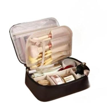 Imagem de Necessaire Feminina para Viagem Impermeável com Zíper – Organizador de Maquiagem de Alta Capacidade(Preto)