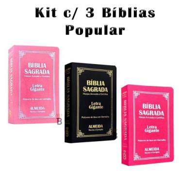 Imagem de Kit 3 Biblias Sagrada Letra Gigante - Palavras de Jesus em Vermelho - 