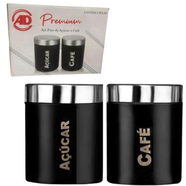 Imagem de 2 Potes Herméticos C Tampa Inox Café E Açúcar - Tesla Store