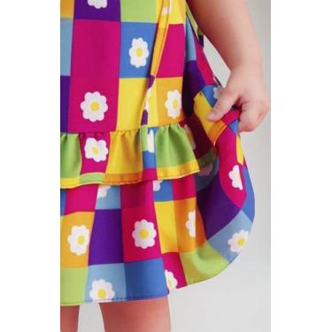 Imagem de Vestido Infantil Estampado Menina Lala Margarida Quadriculad, Colorido